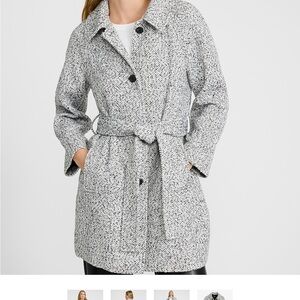 Express Black and White Tweed Trench Coat